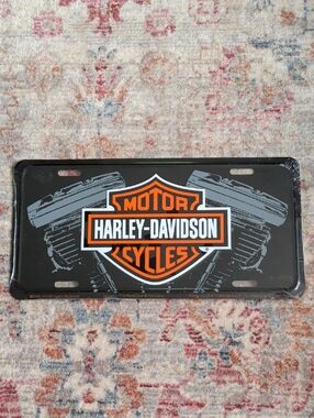 Harley-Davidson Black, Orange & White Shield License Plate